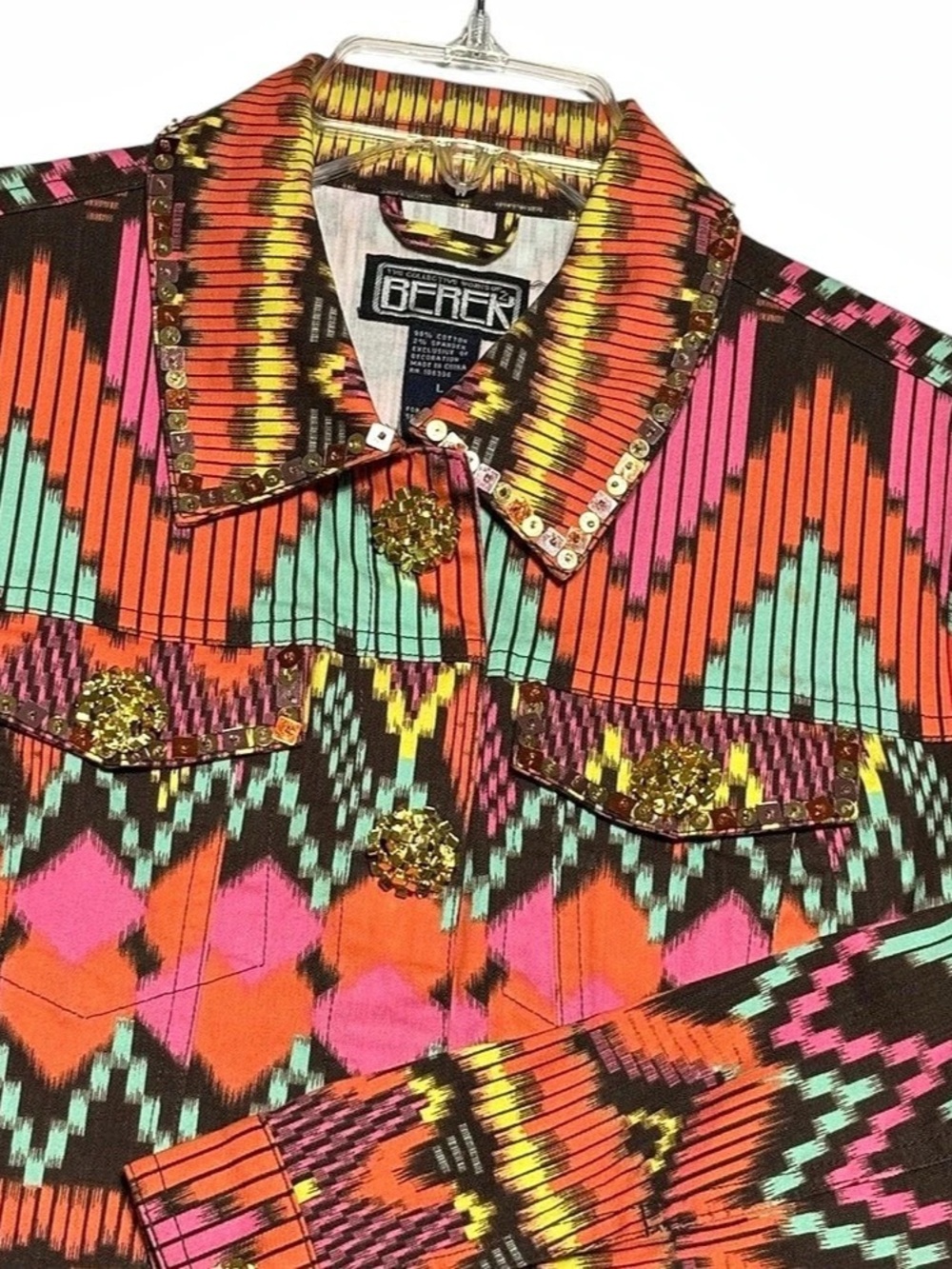 Vintage Berek Aztec Women's Heritage Jacket Large Embellished Colorful Artsy